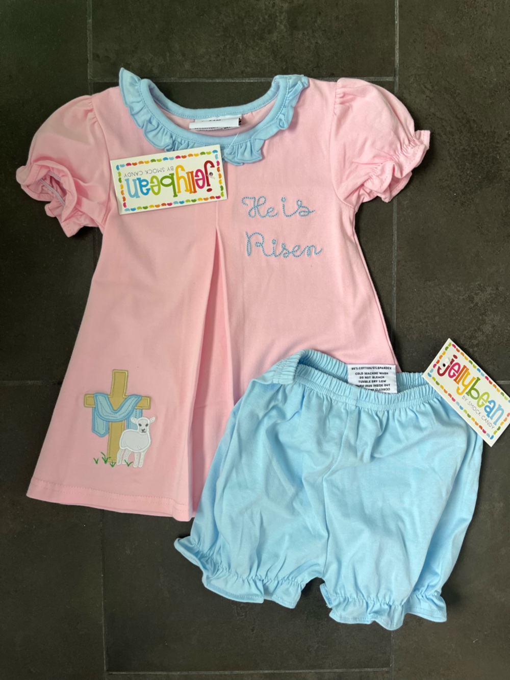 Jellybean by Smocked Candy 'He is Risen' Matching Set